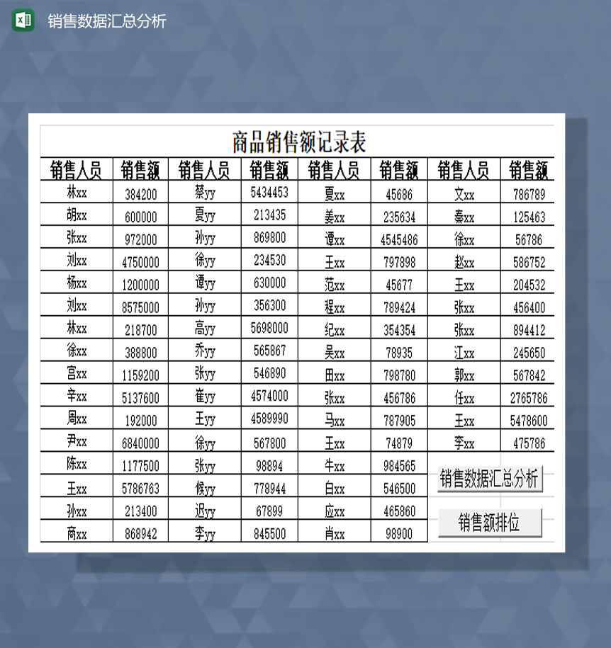 商品销售额记录分析报表Excel模板-1