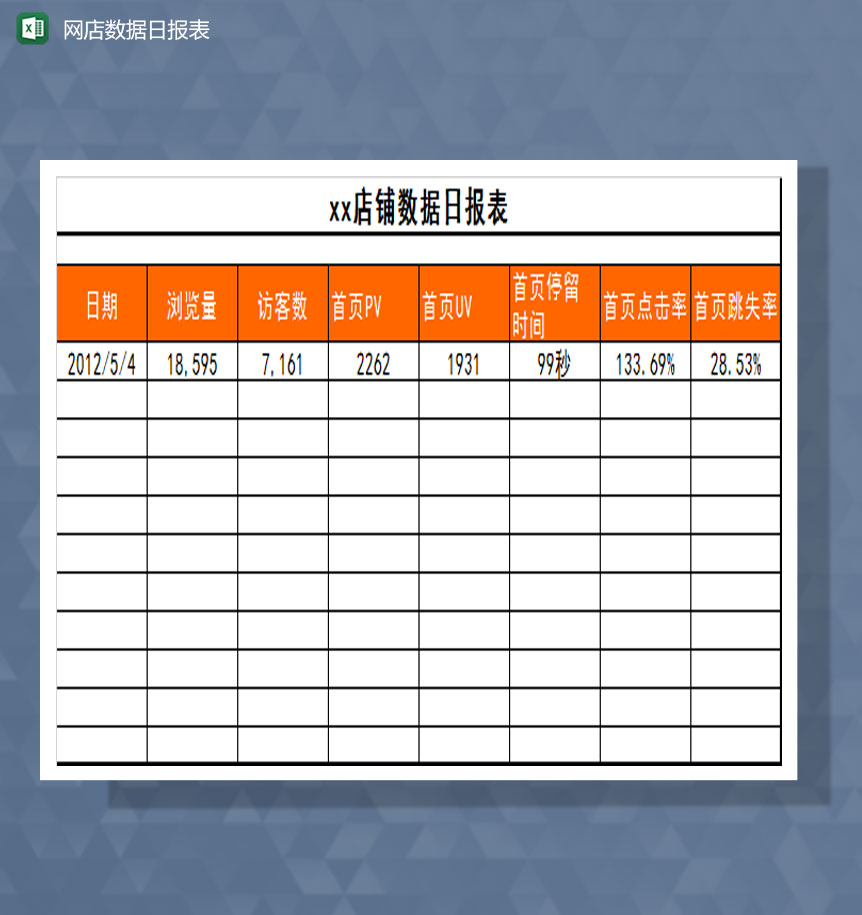 网店数据日报表Excel模板-1