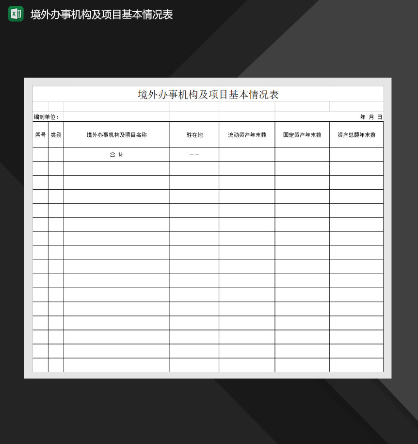 境外办事机构及项目基本情况表Excel模板-1