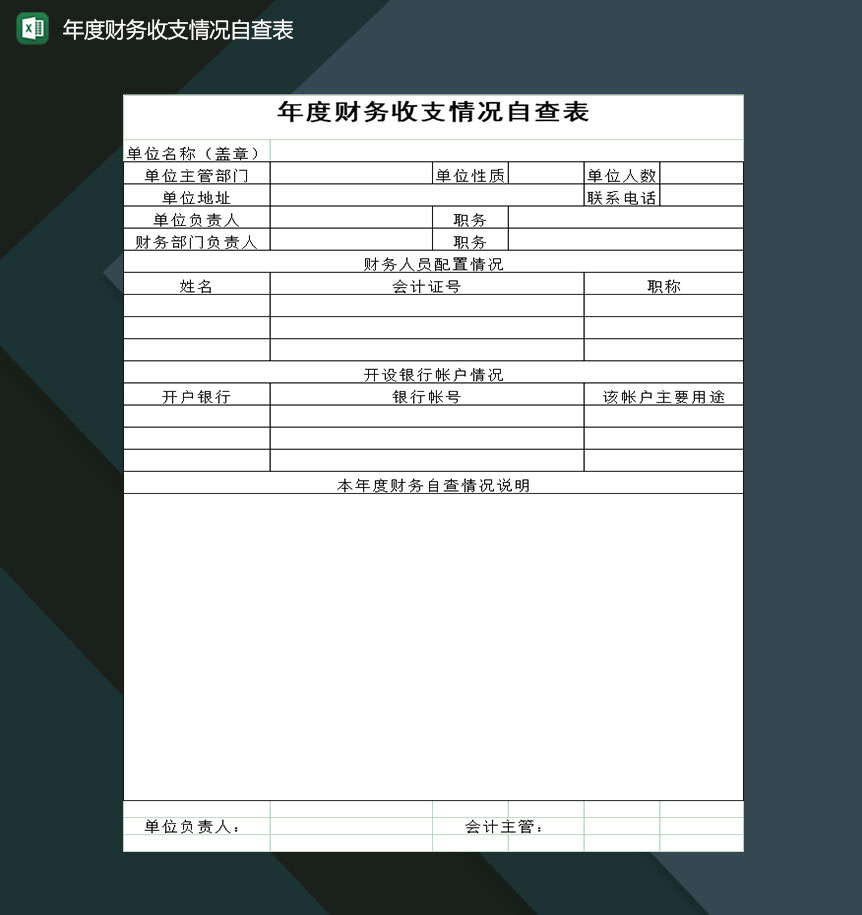公司年度财务收支情况自查自纠表格Excel模板-1