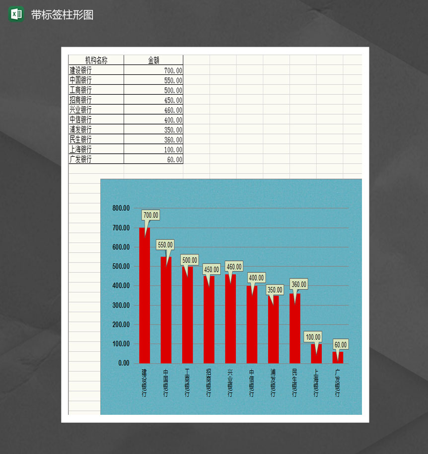 带标签和底色的柱形图Excel模板-1