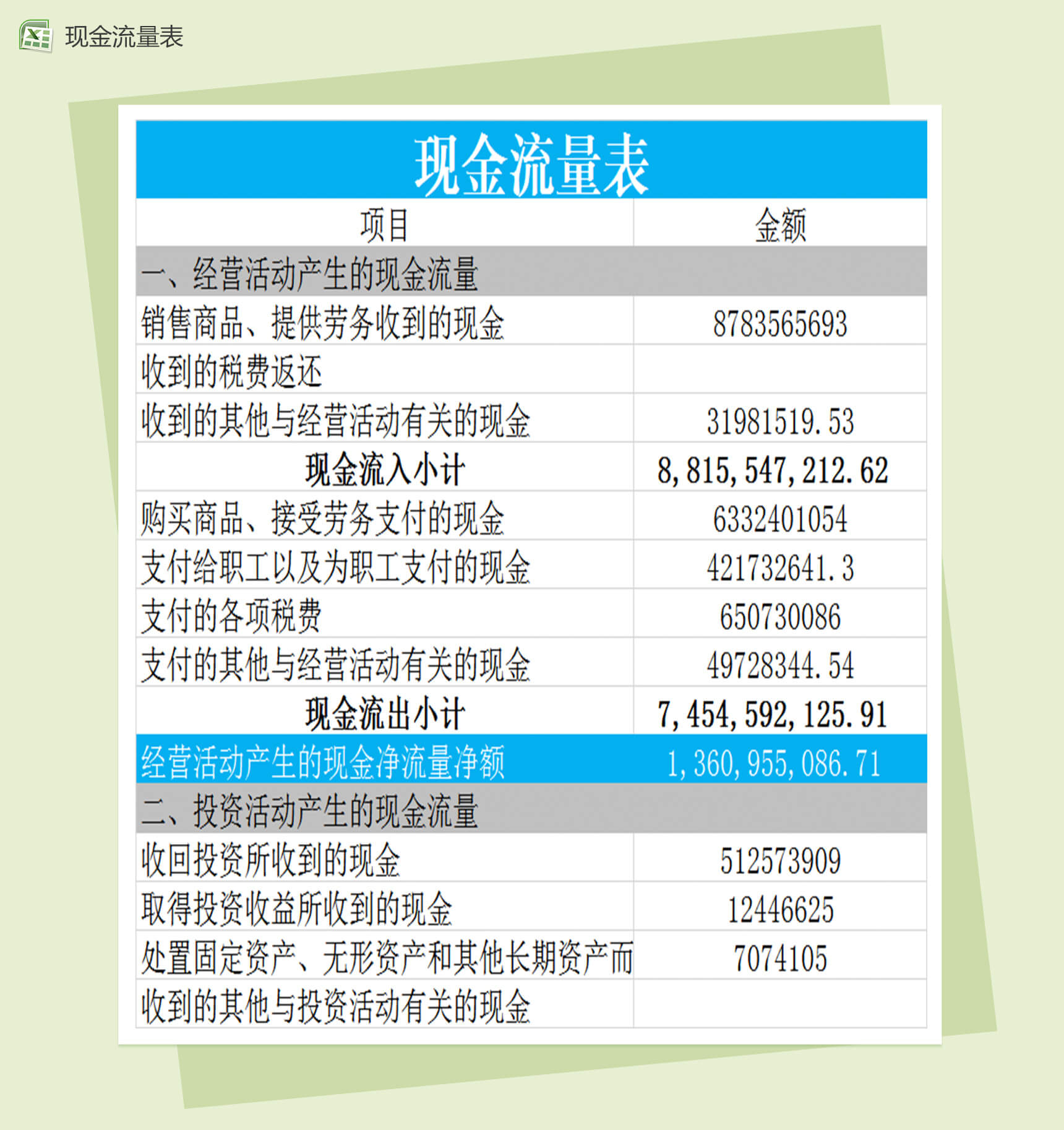 现金流量财务比率报表模板-1