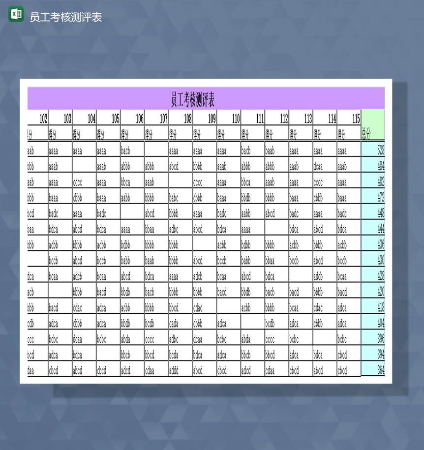 公司员工测评考核评分计算报表Excel模板-1