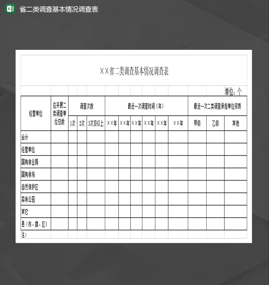 省二类调查基本情况调查表Excel模板-1