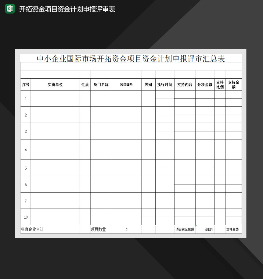 开拓资金项目资金计划申报评审表Excel模板-1