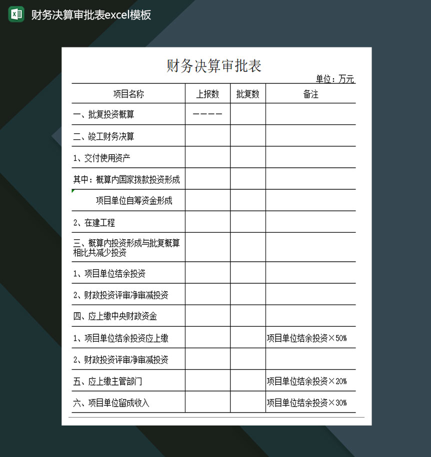 财务决算审批表Excel模板-1
