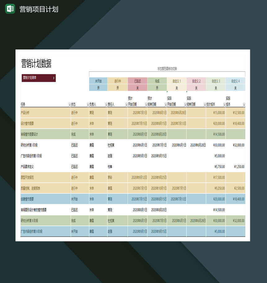 大小型企业营销项目计划表Excel模板-1