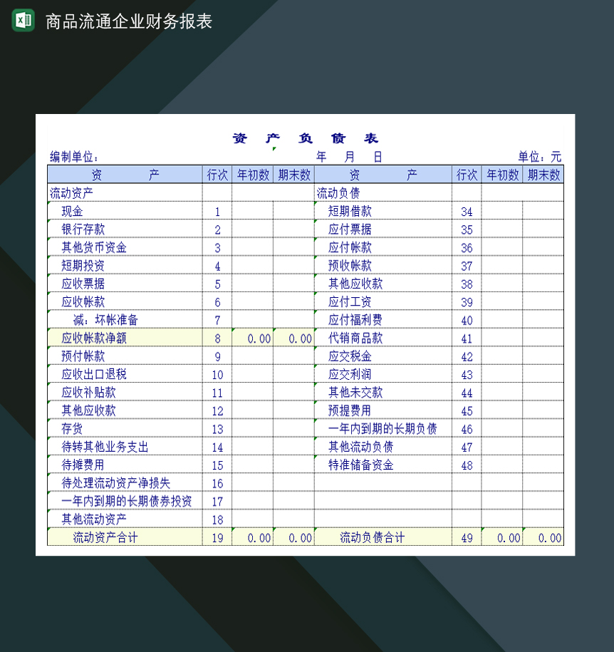 企业财务资产负债损益报表Excel模板-1