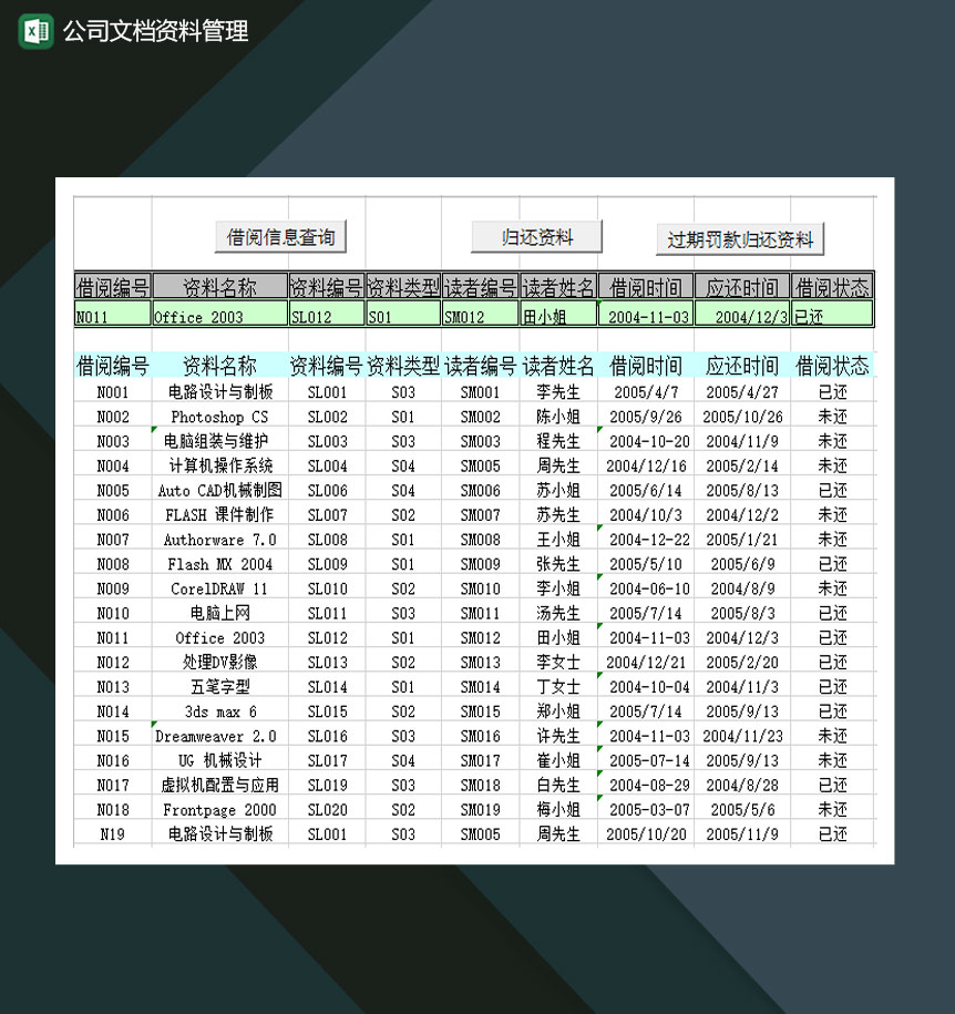 公司文档资料管理Excel模板-1