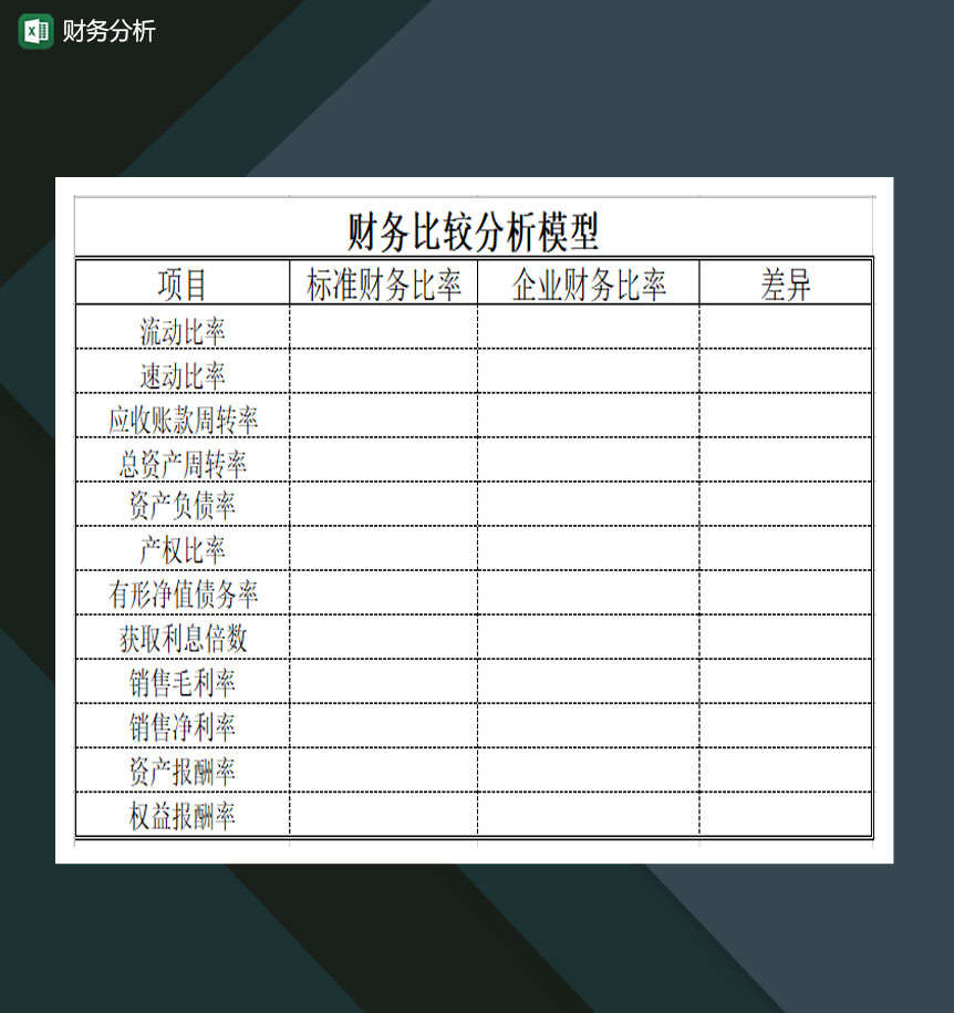 公司业务部门财务分析报表Excel模板-1