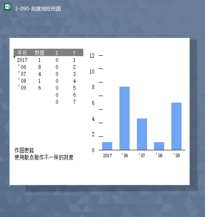 蓝色数据统计记录年份报表柱形图表Excel模板-1