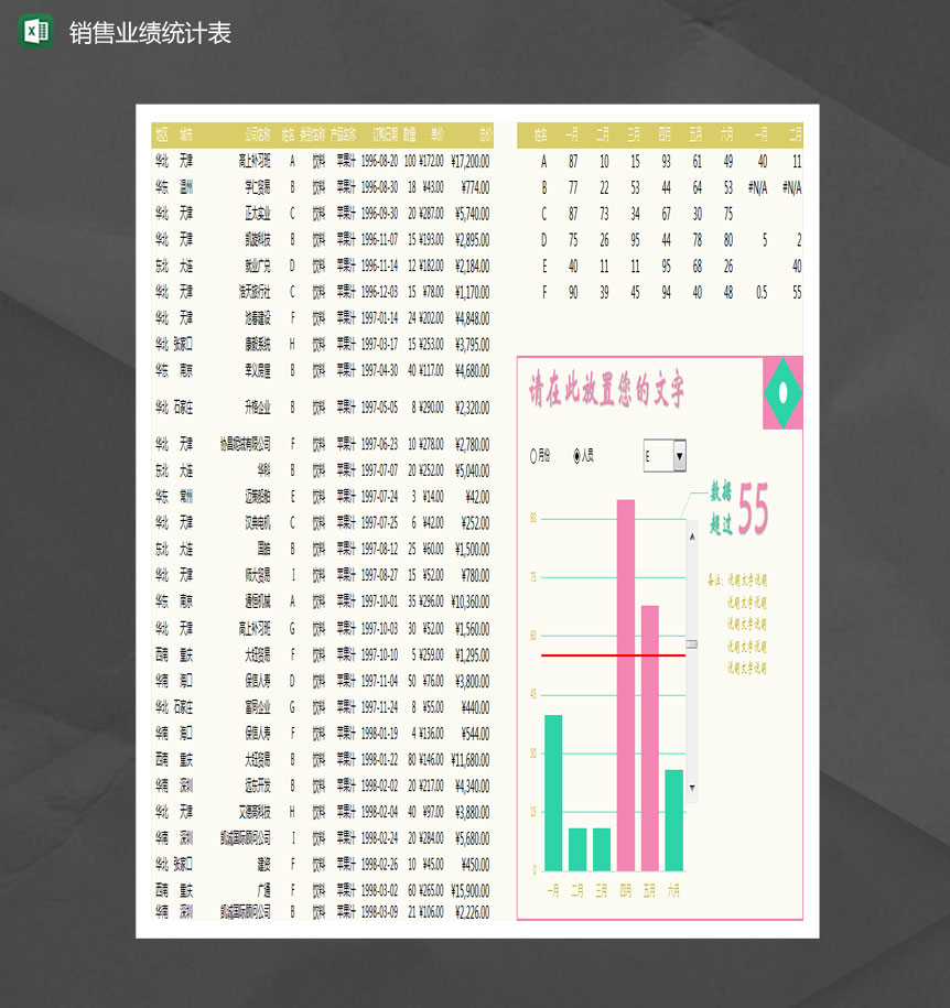 饮料销售业绩统计表Excel模板-1