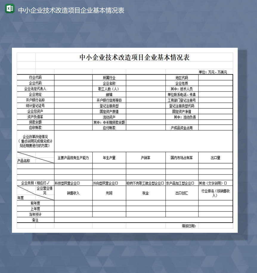 中小企业技术改造项目人事行政基本情况表Excel模板-1