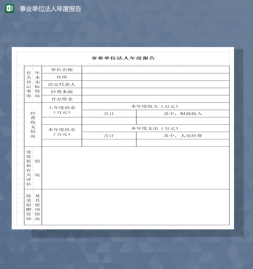 事业单位法人年度报告Excel模板-1