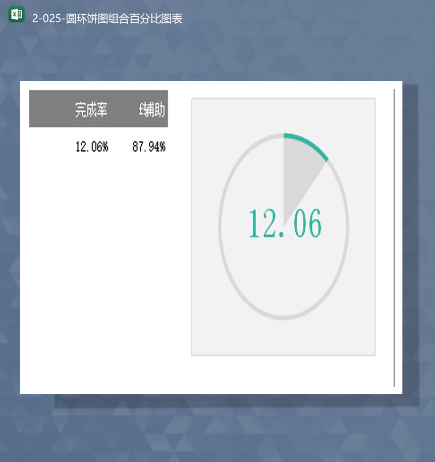 数据完成统计饼状圆形图表绿色百分比数据图表Excel模板-1