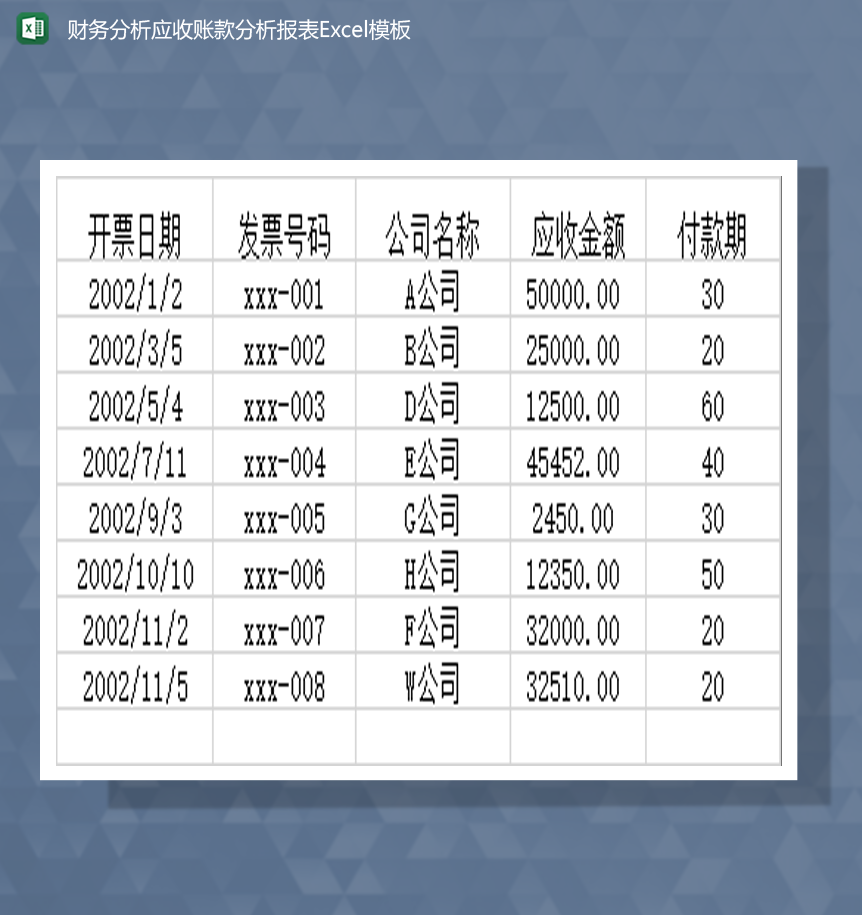 财务分析应收账款分析报表Excel模板-1