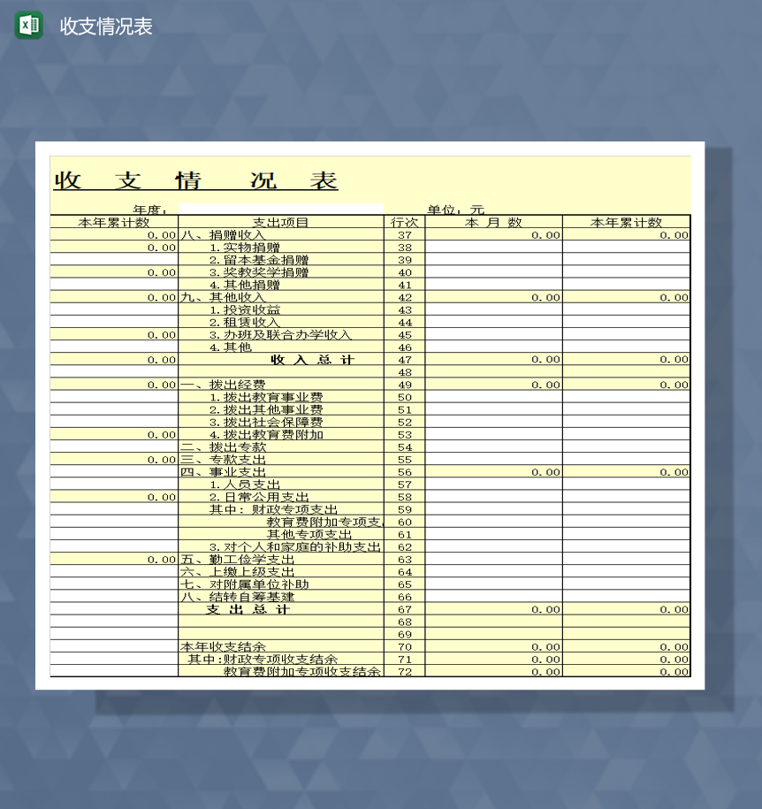 2020公司年度收支情况报表Excel模板-1