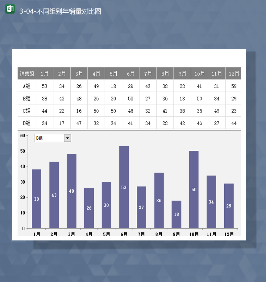 2020年公司销售业绩数据统计对比详情表Excel模板-1