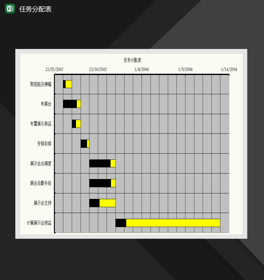 工作任务分配甘特图Excel模板-1