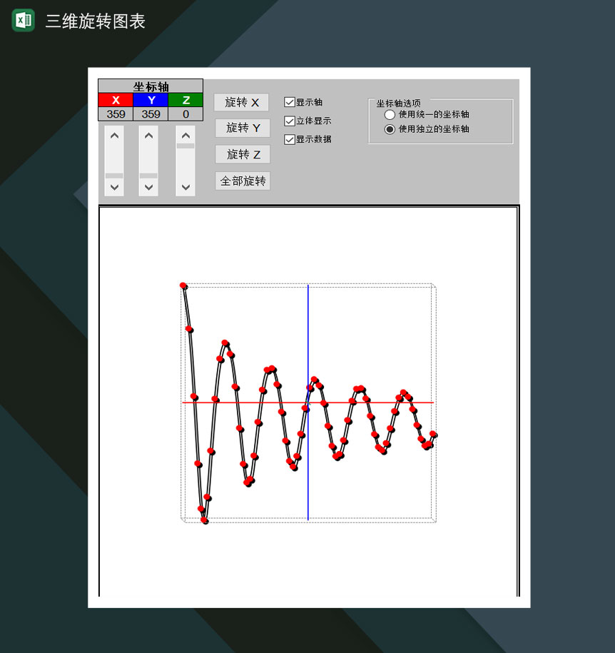 三维旋转坐标系旋转图表Excel模板-1