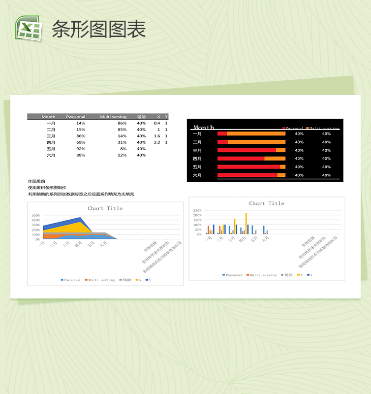 可视化条形图数据图表excel表格模板