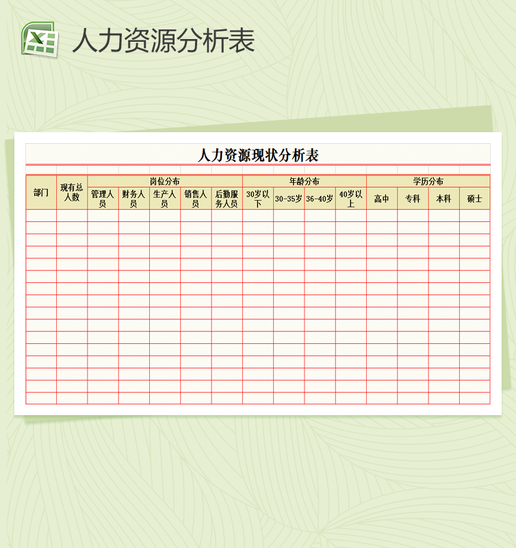 人力资源现状分析表Excel模板