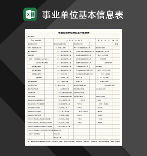 市直行政事业单位基本信息表格Excel模板