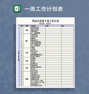 网站运营工作计划表Excel模板