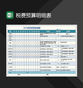 税费预算明细表Excel模板