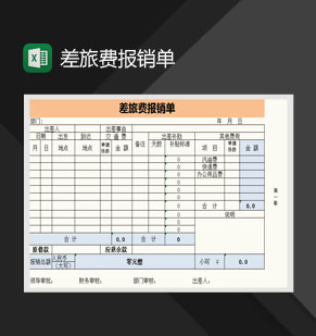 差旅费用报销单自动计算Excel模板