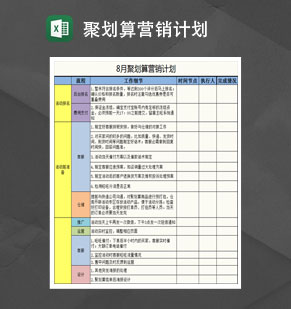 月度网店线上营销计划Excel模板