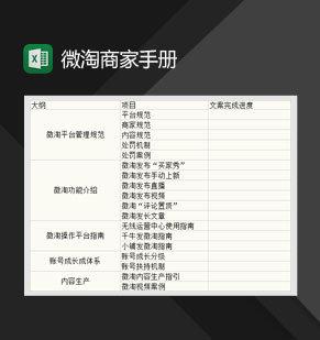 微淘商家官方手册Excel模板