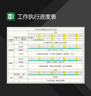 旗舰店月度工作执行进度表Excel模板