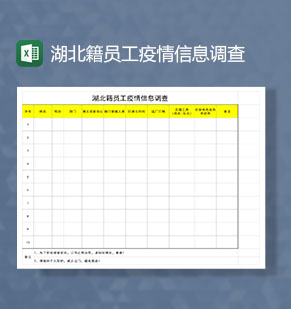 湖北籍员工疫情信息调查Excel模板