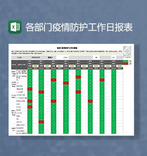 疫情期间各部门防护工作日报表Excel模板