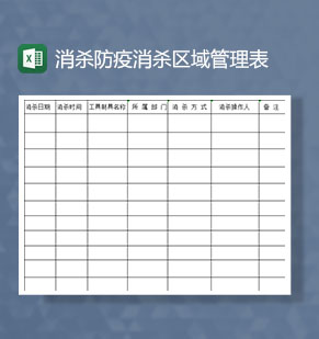疫情防控消杀防疫消杀区域管理记录Excel模板