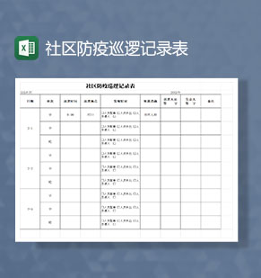 疫情期间社区防疫巡逻记录表Excel模板