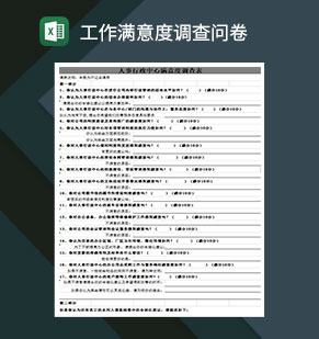 人事行政中心工作满意度调查问卷excel模板