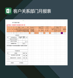 客户关系部门月报表Excel模板