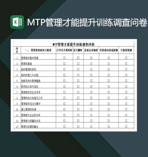 MTP管理才能提升训练调查问卷Excel模板