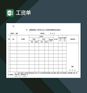 财政统发工资单位人员工资和津补贴变动审核表Excel模板