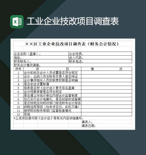 工业企业技改项目调查表财务会计情况Excel模板