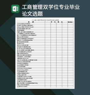 工商管理双学位专业毕业论文选题Excel模板