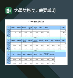 大学财务收支简要说明Excel模板