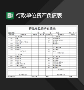 行政单位资产负债情况汇总表Excel模板