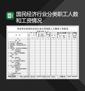 国民经济行业分类职工人数和工资情况Excel模板