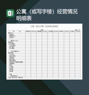 公寓或写字楼经营情况明细表Excel模板