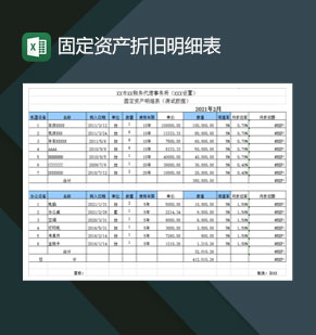 固定资产公式计算折旧明细表Excel模板