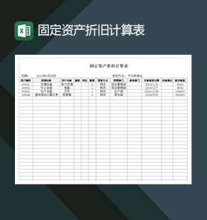 固定资产折旧计算表Excel模板