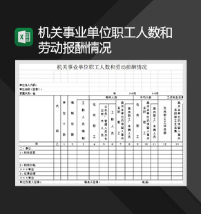 机关事业单位职工人数和劳动报酬情况Excel模板